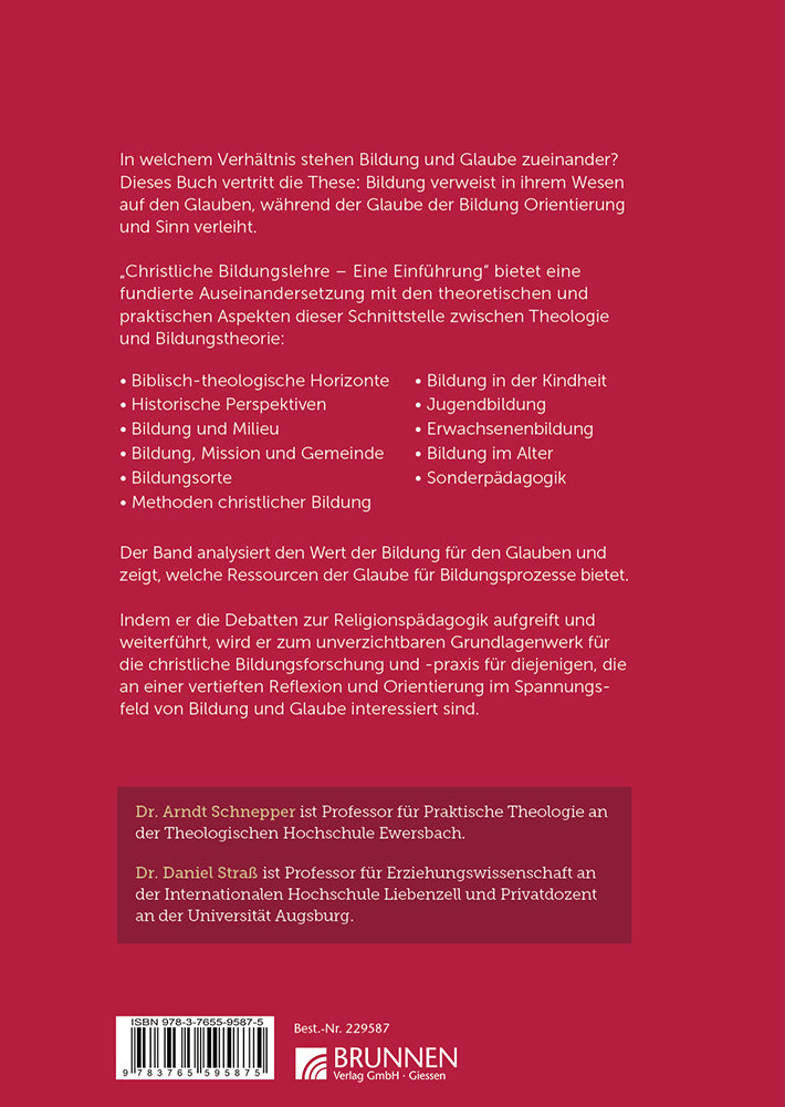 Backcover zum Titel Christliche Bildungslehre