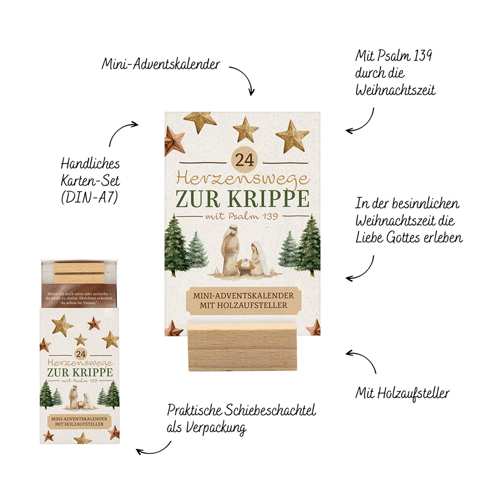  zum Titel 24 Herzenswege zur Krippe mit Psalm 139 - Mini-Adventskalender