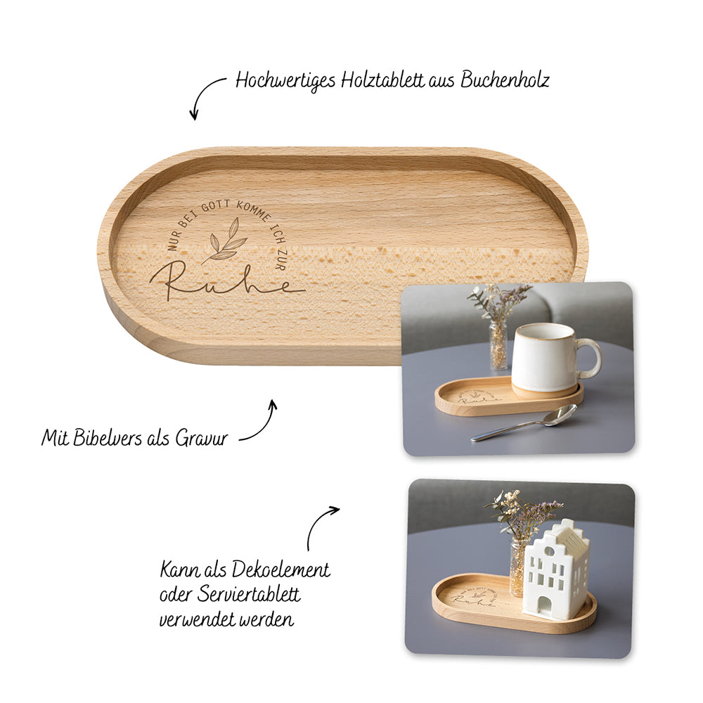  zum Titel Holztablett Nur bei Gott komme ich zur Ruhe