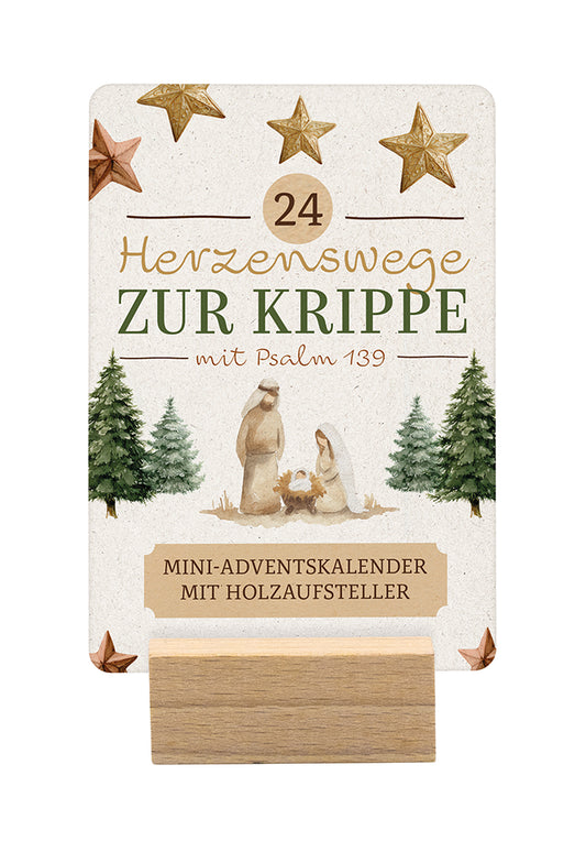 Frontcover zum Titel 24 Herzenswege zur Krippe mit Psalm 139 - Mini-Adventskalender